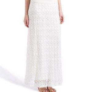 White Crochet Maxi Skirt